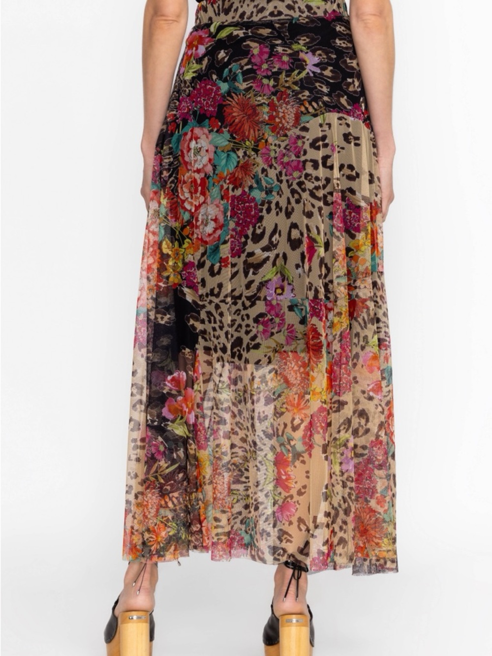 Johnny Was Size M Mazzy Patchwork Womens Skirt Wild Gardenia Night Mesh Maxi